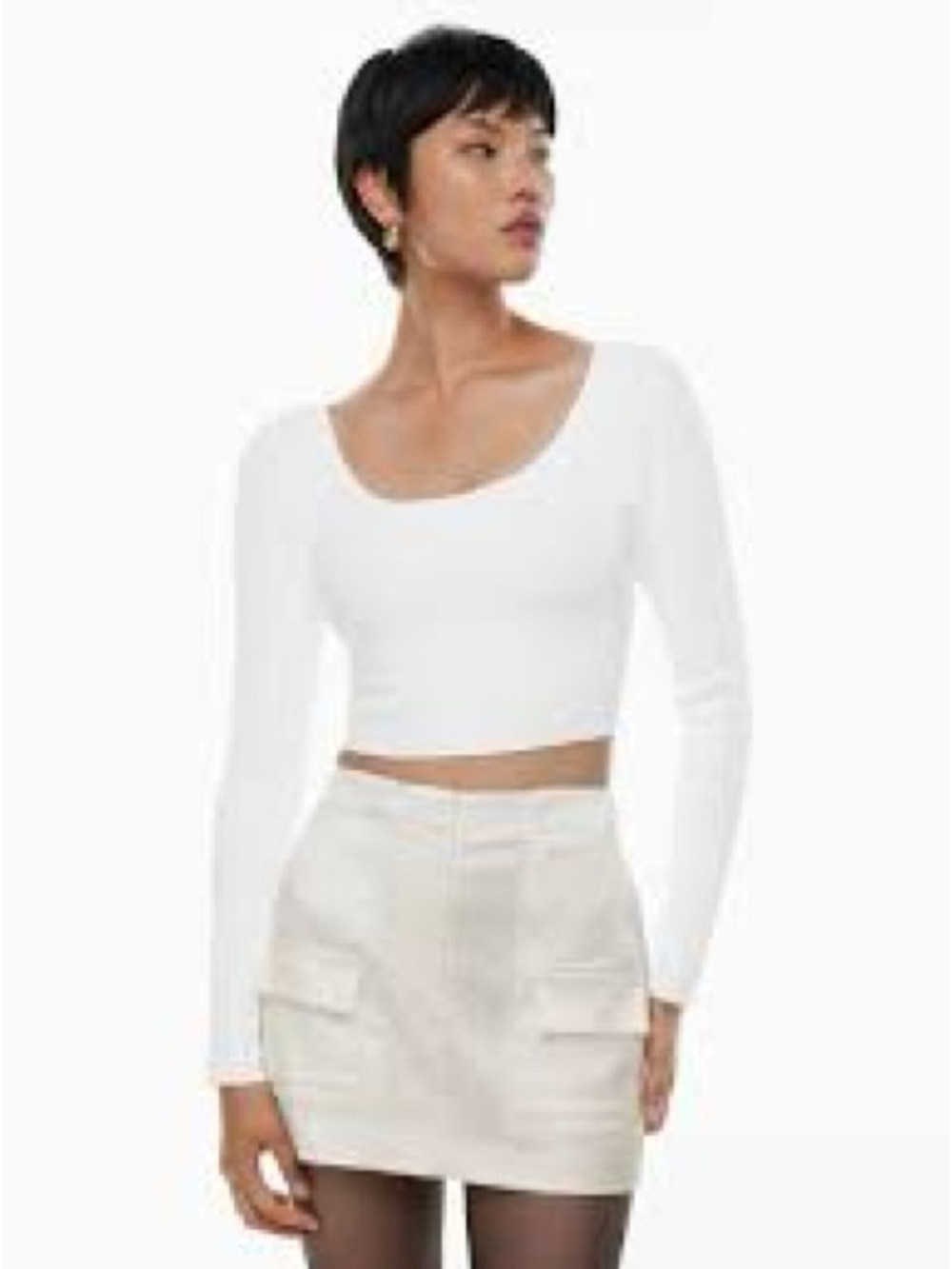 Aritzia sculpt knit square neck cropped long sleeve